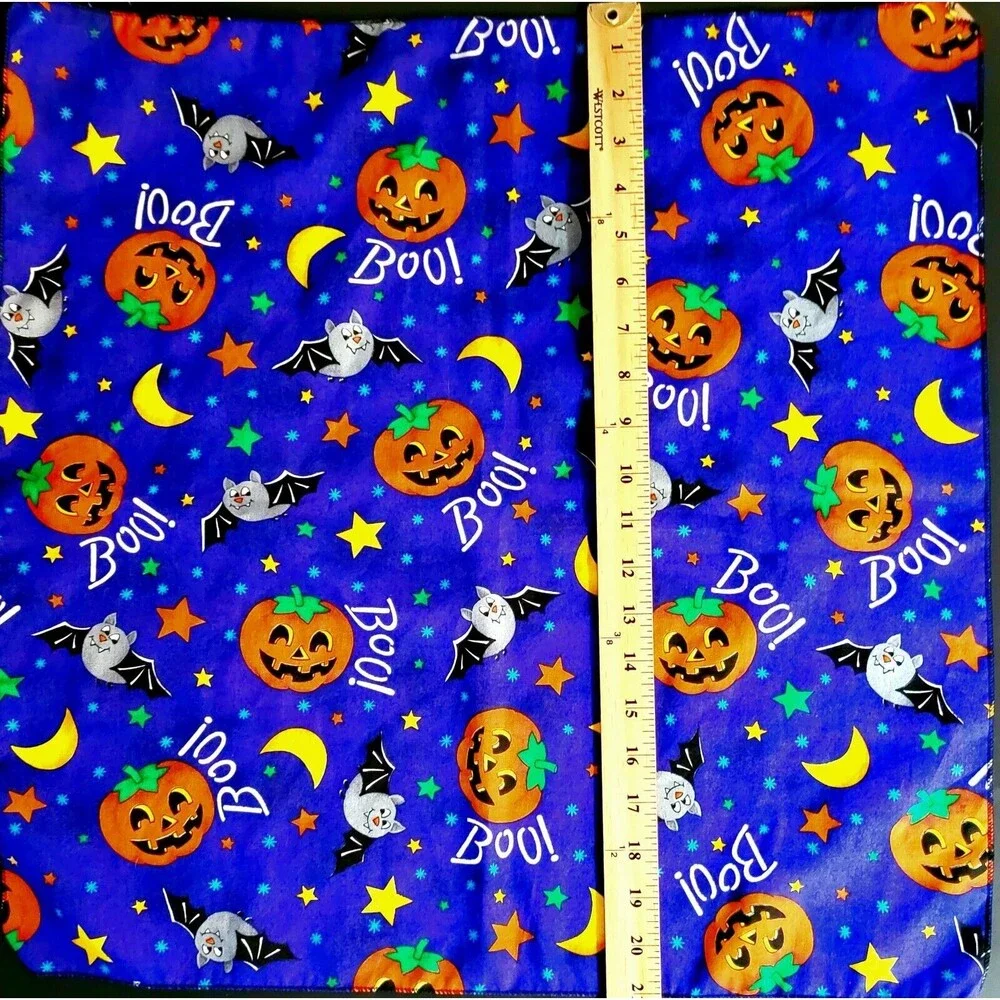 Halloween Bandana Trick Or Treat Ghosts Bats Pumpkins Boo Blue 21 X 21 EXC